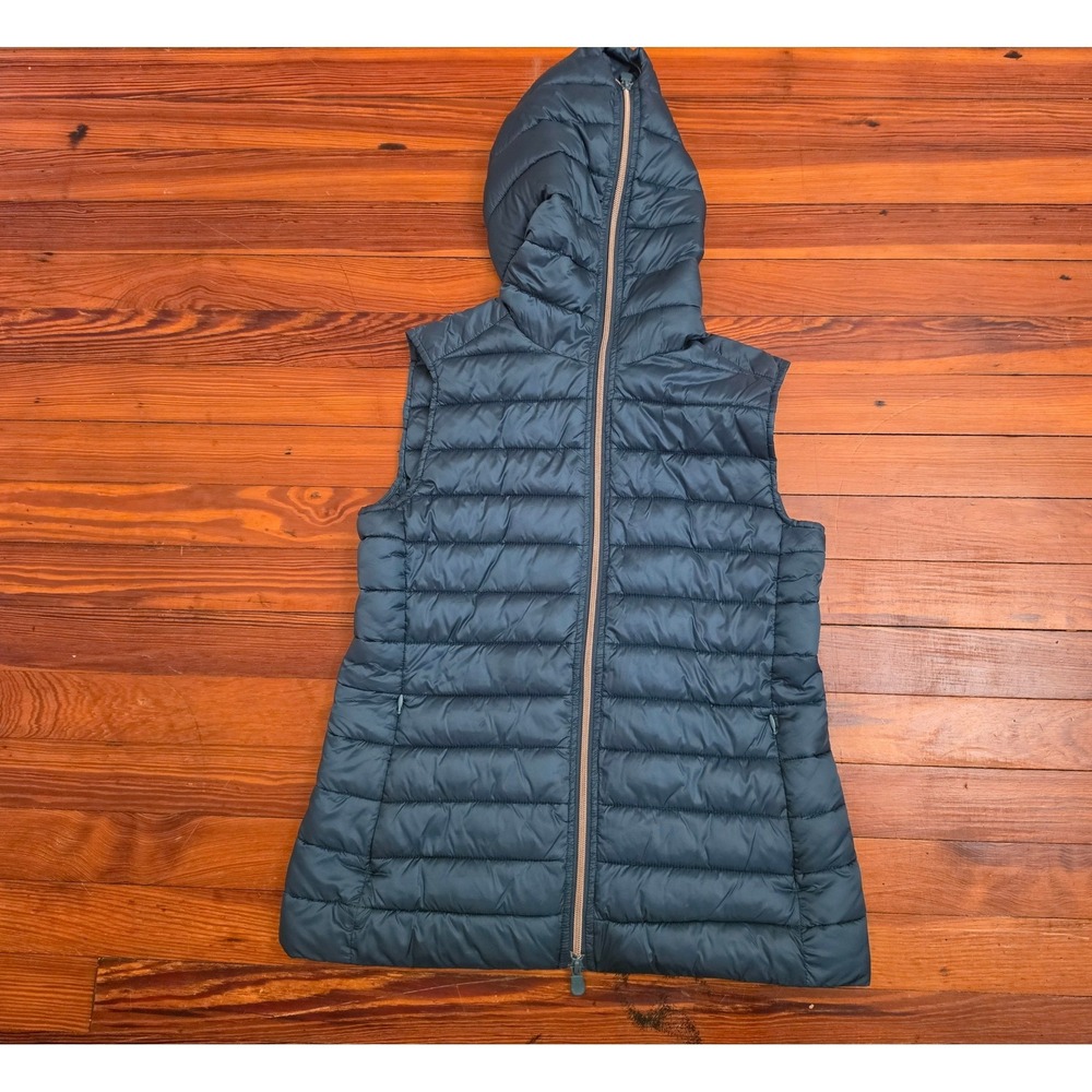 Save The Duck Womens Ultra Light Hooded Puffer Vest Navy Blue Plumtech S